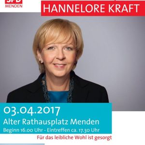 Hannelore Kraft in Menden - Plakat